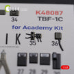 3D Decals Interior Aircraft Grumman TBF-1C Avenger (for Academy Plastic Model Kit) Scale 1:48 KeliK K48087 USA (WW2)