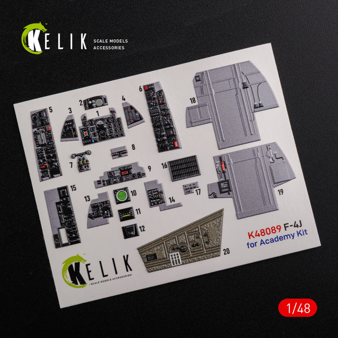 3D Decals Interior Aircraft McDonnell Douglas F-4J "Phantom II" (for Academy Plastic Model Kit) Scale 1:48 KeliK K48089 USA
