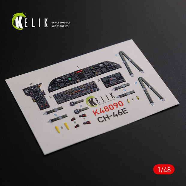 3D Decals Interior Helicopters Boeing Vertol CH-46E Sea Knight (for Academy Plastic Model Kit) Scale 1:48 KeliK K48090 USA
