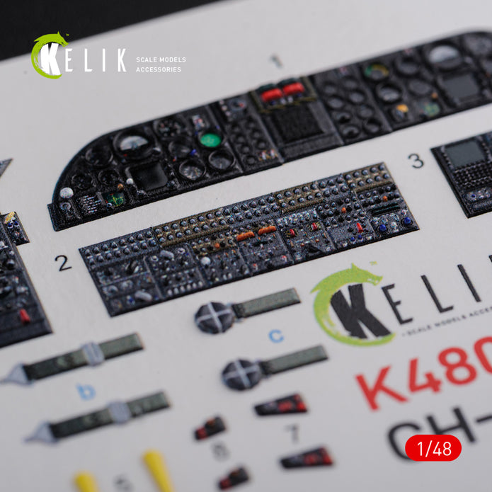 3D Decals Interior Helicopters Boeing Vertol CH-46E Sea Knight (for Academy Plastic Model Kit) Scale 1:48 KeliK K48090 USA