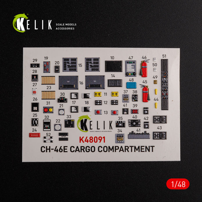 3D Decals Interior Helicopters Boeing Vertol CH-46E Cargo compartment (for Academy Plastic Model Kit) Scale 1:48 KeliK K48091 USA