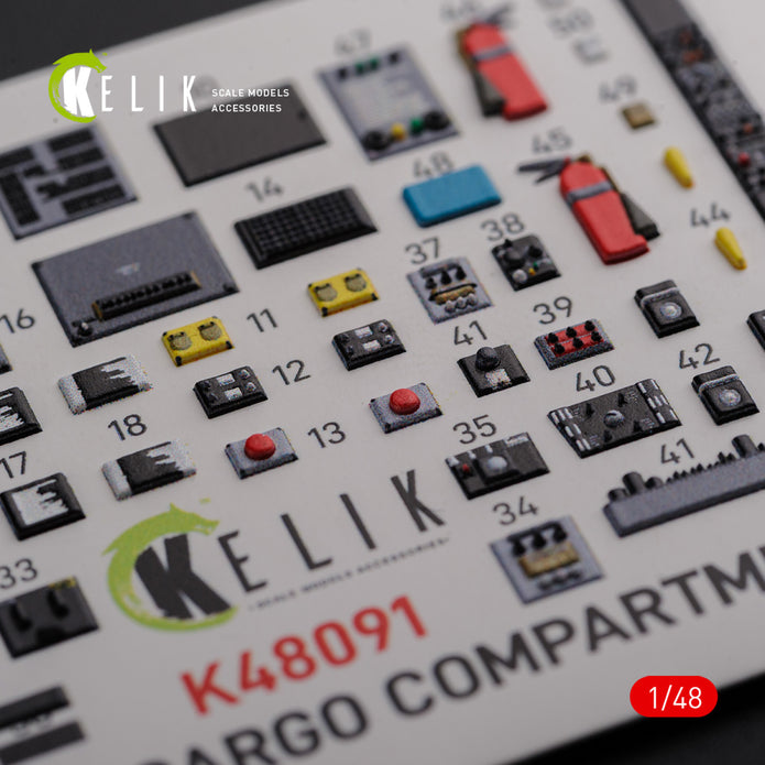 3D Decals Interior Helicopters Boeing Vertol CH-46E Cargo compartment (for Academy Plastic Model Kit) Scale 1:48 KeliK K48091 USA
