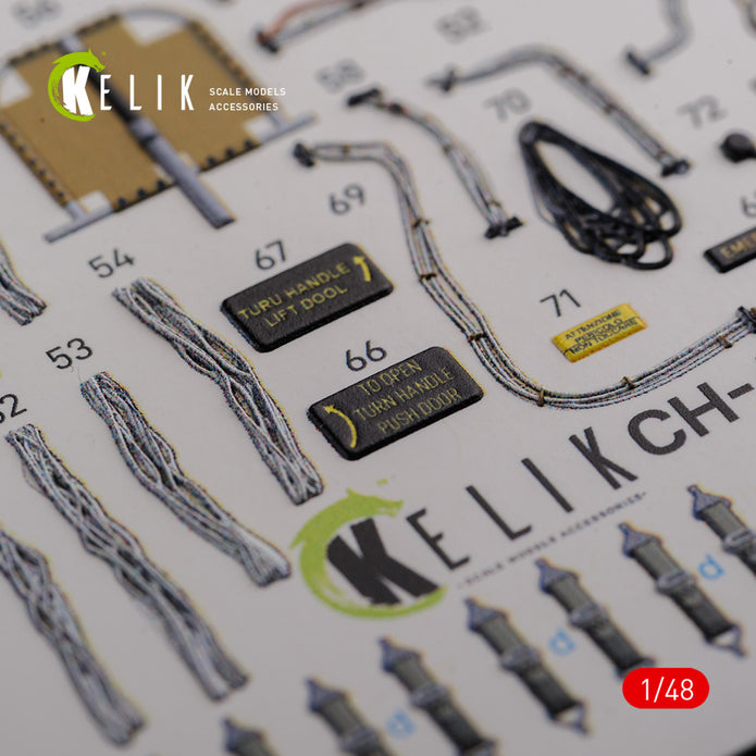 3D Decals Interior Helicopters Boeing Vertol CH-46E Cargo compartment (for Academy Plastic Model Kit) Scale 1:48 KeliK K48091 USA
