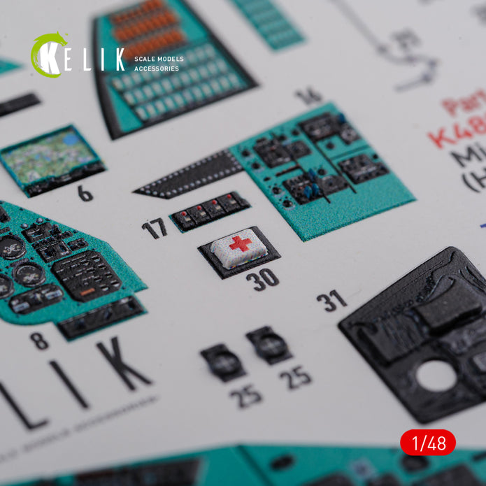 3D Decals Interior Helicopters Mi-24D (Hind-D) (for Trumpeter Plastic Model Kit) Scale 1:48 KeliK K48092 Ukraine/USSR
