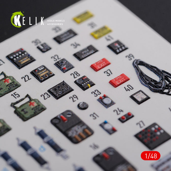 3D Decals Interior Helicopters Boeing CH-47F Chinook (for Italeri Plastic Model Kit) Scale 1:48 KeliK K48093 USA