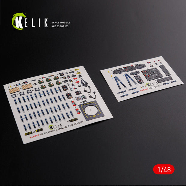 3D Decals Interior Helicopters Boeing CH-47F Chinook (for Italeri Plastic Model Kit) Scale 1:48 KeliK K48093 USA