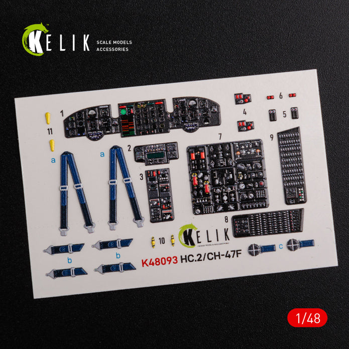 3D Decals Interior Helicopters Boeing CH-47F Chinook (for Italeri Plastic Model Kit) Scale 1:48 KeliK K48093 USA