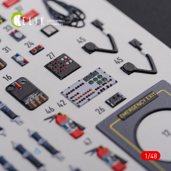 3D Decals Interior Helicopters Boeing CH-47F Chinook (for Italeri Plastic Model Kit) Scale 1:48 KeliK K48093 USA