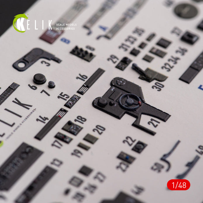 Lockheed Р-38F Lightning. Interior 3D Decals (for Academy Aircraft model kit) Scale 1:48 KeliK K48108