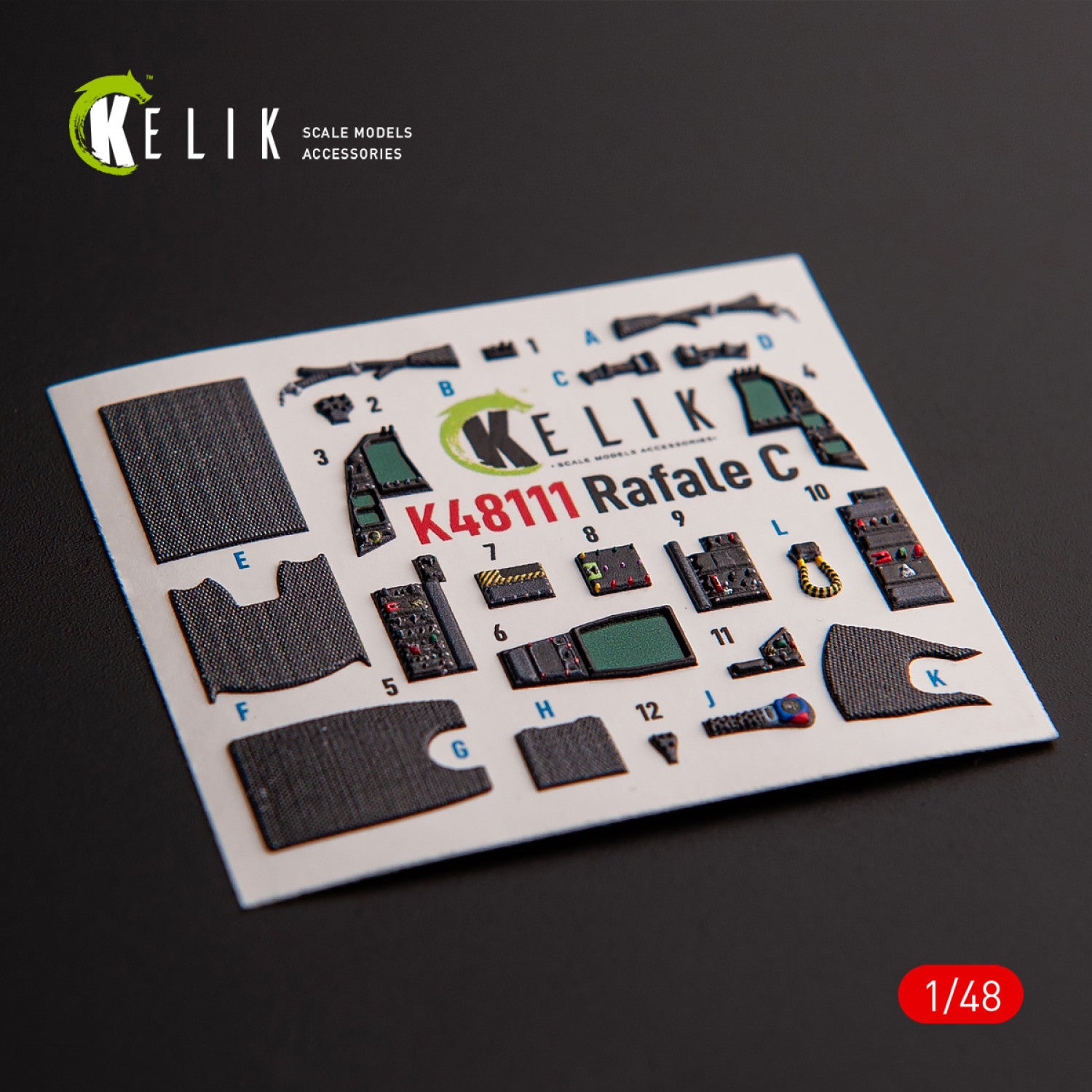 Dassault Rafale C. Interior 3D Decals (for Academy / Revell Aircraft model kit) Scale 1:48 KeliK K48111