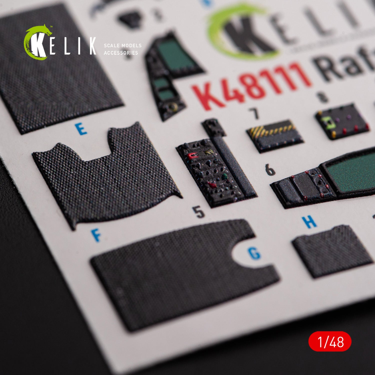Dassault Rafale C. Interior 3D Decals (for Academy / Revell Aircraft model kit) Scale 1:48 KeliK K48111