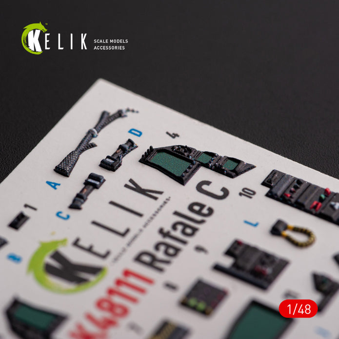 Dassault Rafale C. Interior 3D Decals (for Academy / Revell Aircraft model kit) Scale 1:48 KeliK K48111