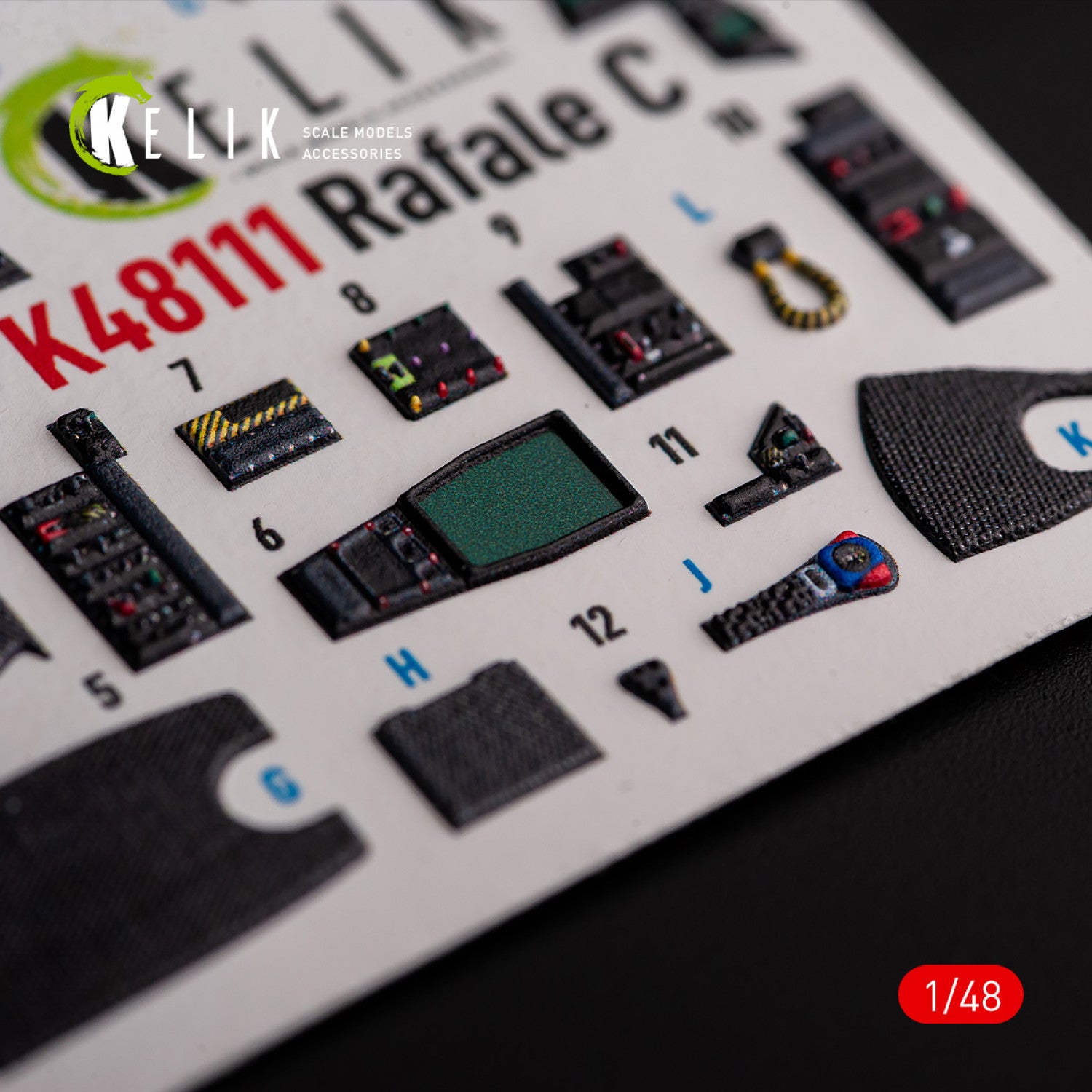 Dassault Rafale C. Interior 3D Decals (for Academy / Revell Aircraft model kit) Scale 1:48 KeliK K48111