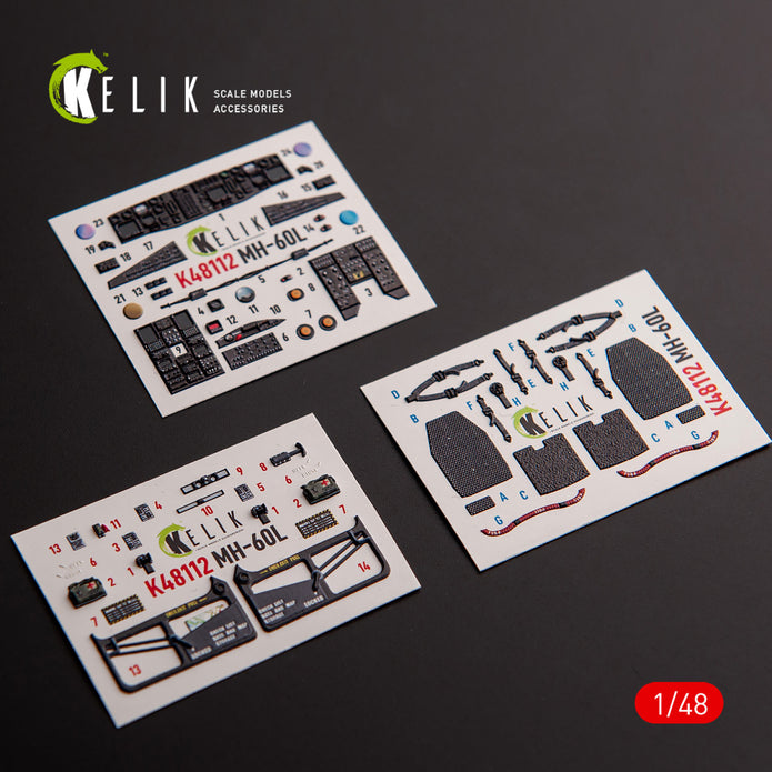 Sikorsky MH-60L Black Hawk. Interior 3D Decals (for ICM Helicopter model kit) Scale 1:48 KeliK K48112
