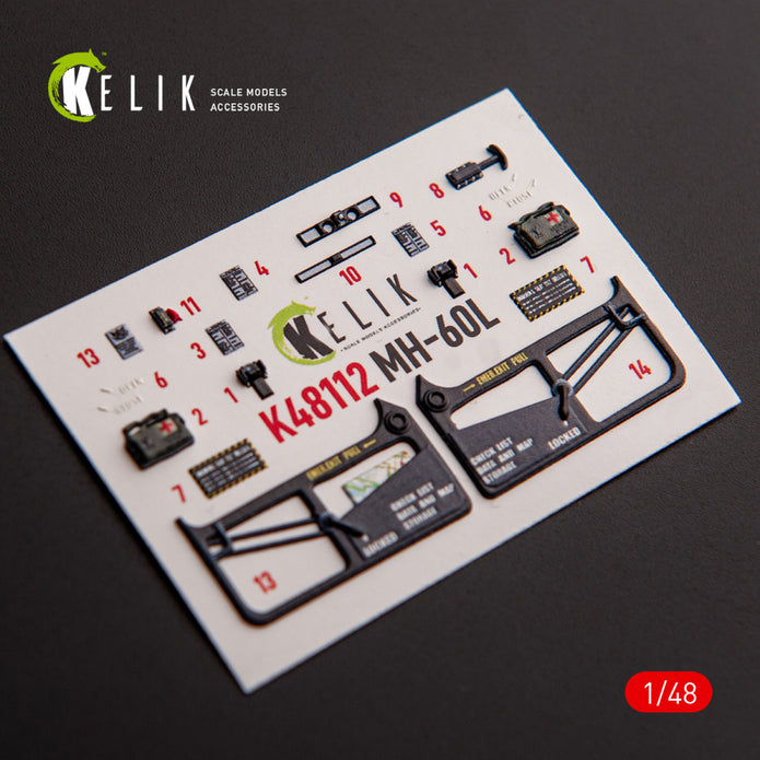Sikorsky MH-60L Black Hawk. Interior 3D Decals (for ICM Helicopter model kit) Scale 1:48 KeliK K48112