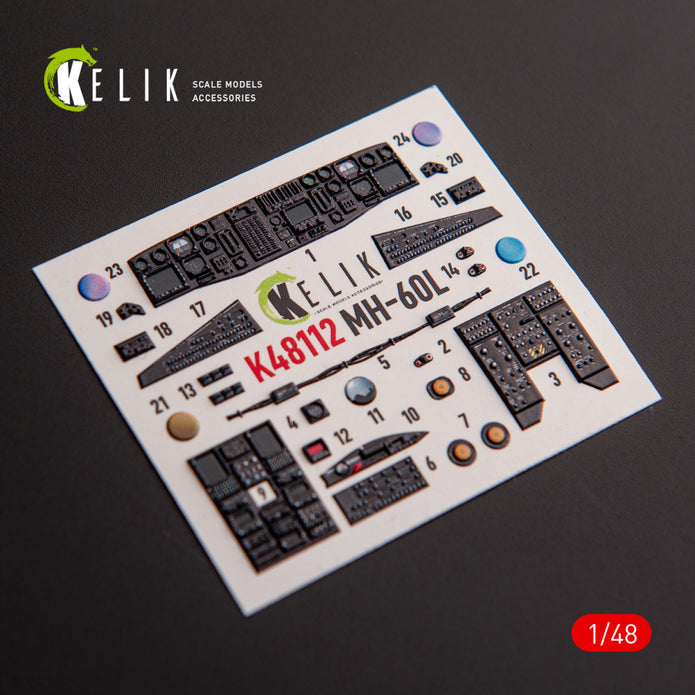 Sikorsky MH-60L Black Hawk. Interior 3D Decals (for ICM Helicopter model kit) Scale 1:48 KeliK K48112