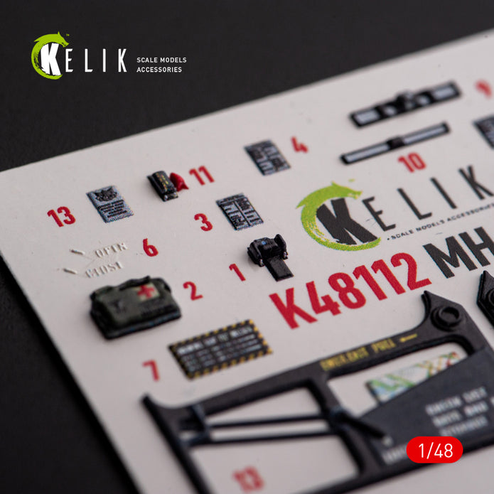 Sikorsky MH-60L Black Hawk. Interior 3D Decals (for ICM Helicopter model kit) Scale 1:48 KeliK K48112