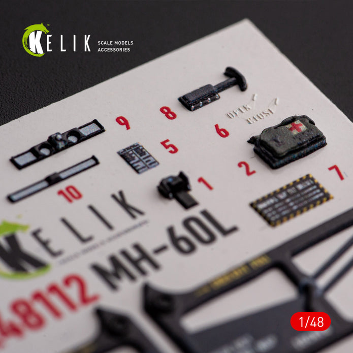 Sikorsky MH-60L Black Hawk. Interior 3D Decals (for ICM Helicopter model kit) Scale 1:48 KeliK K48112