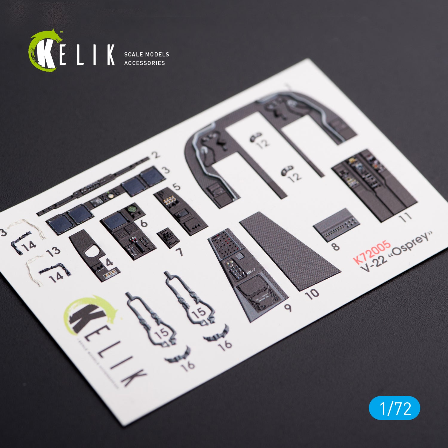 Interior 3D Decals Bell Boeing V22 Osprey (for Hasegawa model kit) KeliK K72005 Scale 1:72 USA