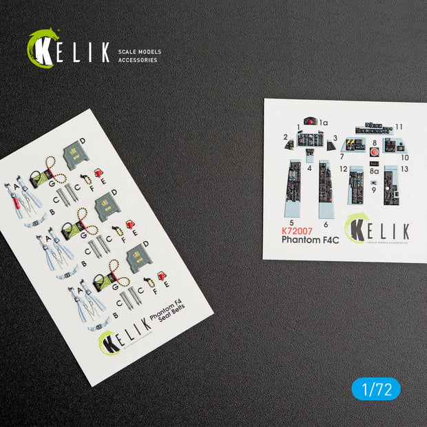Interior 3D Decals Aircraft McDonnell Douglas F-4C "Phantom II" (for FineMolds model kit) KeliK K72007 Scale 1:72 USA