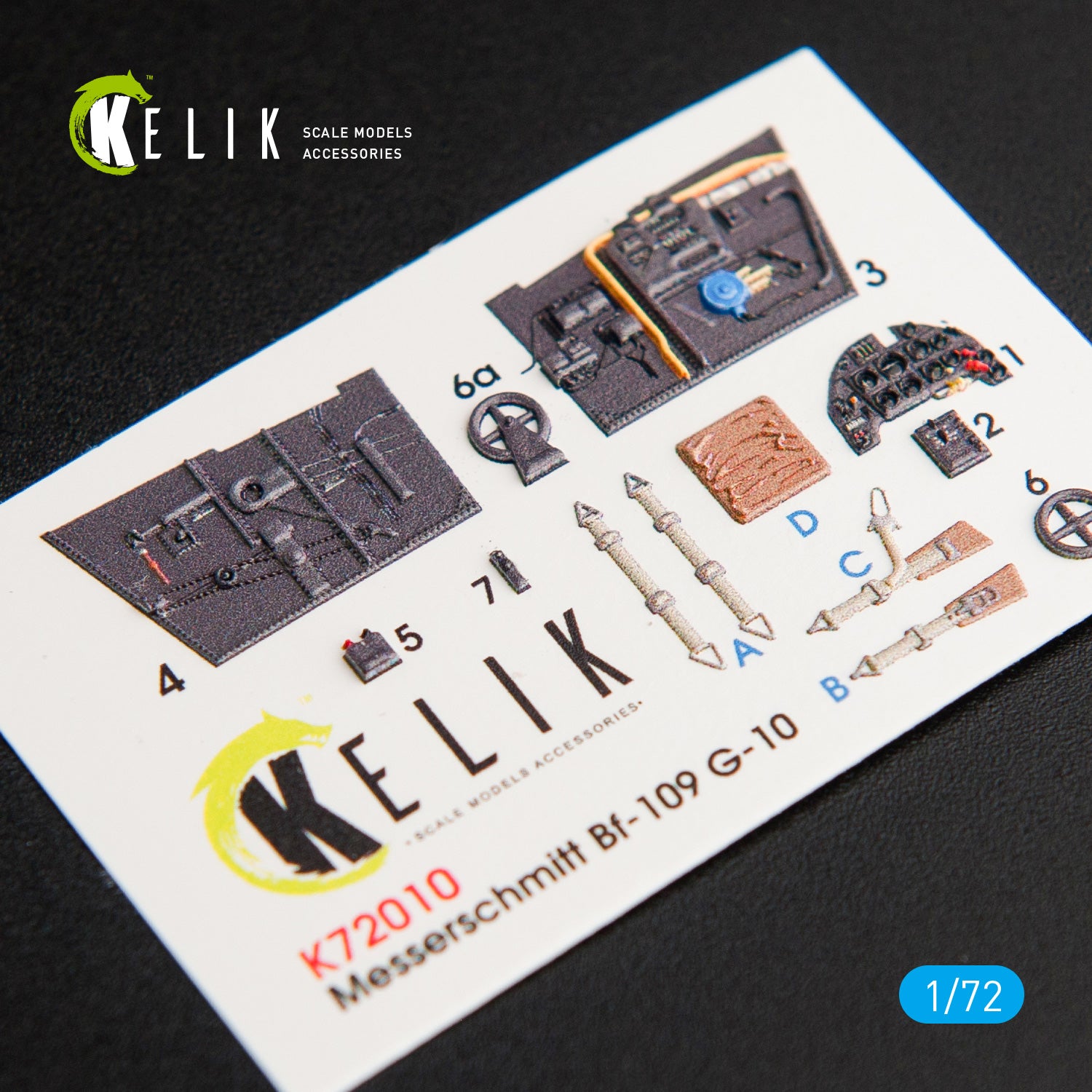 Interior 3D Decals Aircraft Messerschmitt BF109-10G (for Fine Molds model kit) KeliK K72010 Scale 1:72 Germany (WW2)