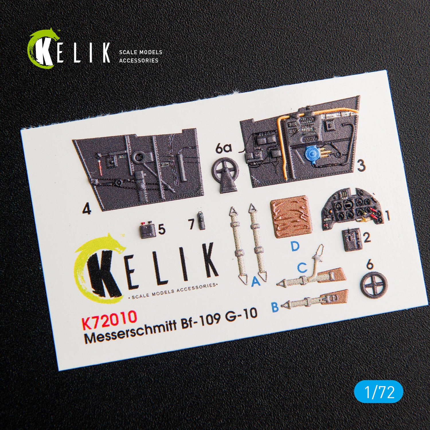 Interior 3D Decals Aircraft Messerschmitt BF109-10G (for Fine Molds model kit) KeliK K72010 Scale 1:72 Germany (WW2)