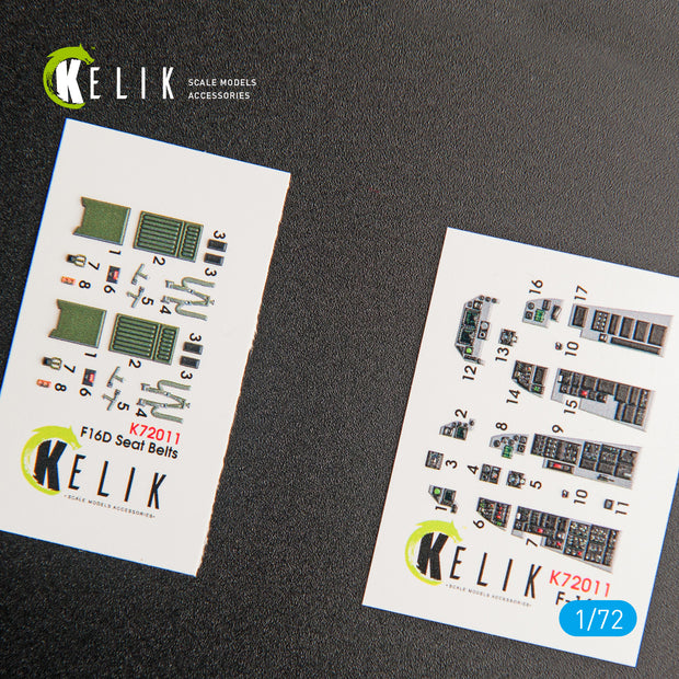 Interior 3D Decals Aircraft General Dynamics F-16D Fighting Falcon (for Kinetic model kit) KeliK K72011 Scale 1:72 USA