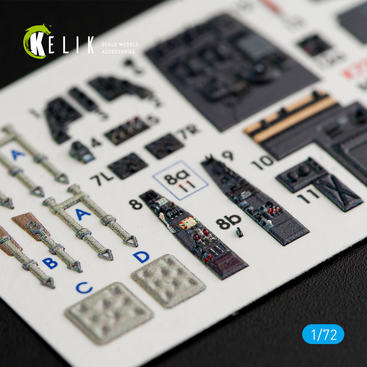 Interior 3D Decals Aircraft Messerschmitt Me-410 A-1/B-1 (for Fine Molds model kit) KeliK K72020 Scale 1:72 Germany (WW2)