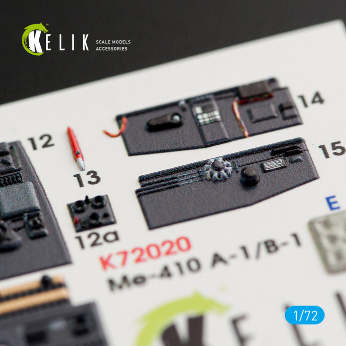 Interior 3D Decals Aircraft Messerschmitt Me-410 A-1/B-1 (for Fine Molds model kit) KeliK K72020 Scale 1:72 Germany (WW2)