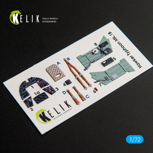 Interior 3D Decals Aircraft Hawker Typhoon Mk.IB (for Airfix model kit) KeliK K72024 Scale 1:72 United Kingdom (WW2)