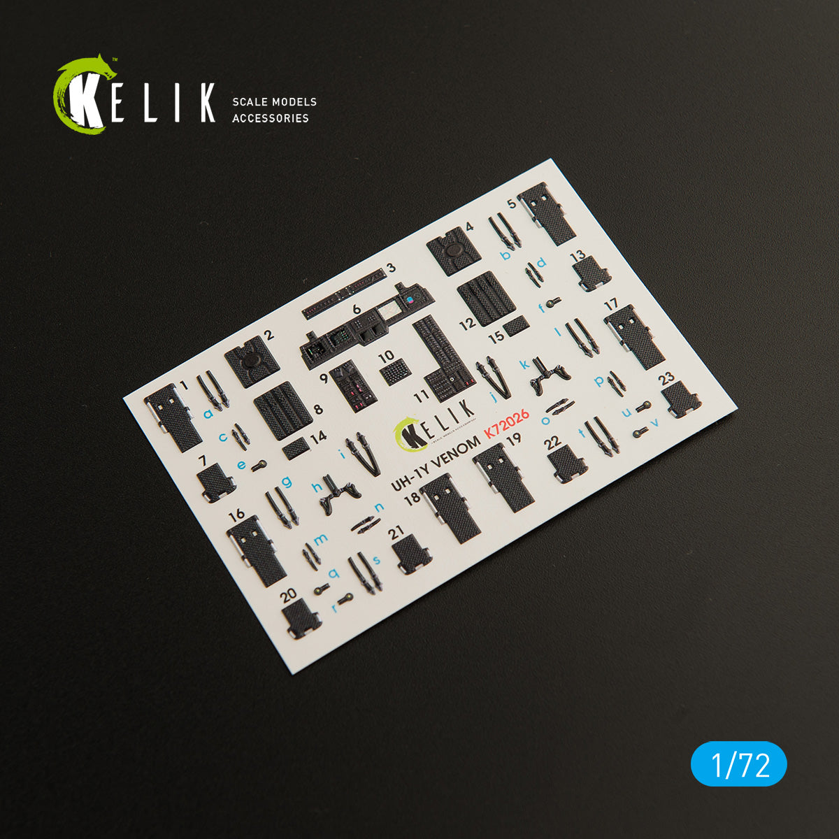 Interior 3D Decals Helicopters Bell UH-1Y Venom (for Dream Model kit) KeliK K72026 Scale 1:72 USA