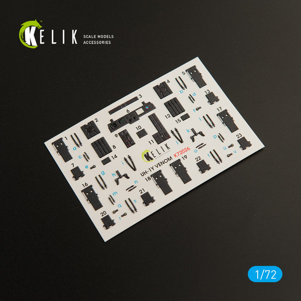Interior 3D Decals Helicopters Bell UH-1Y Venom (for Dream Model kit) KeliK K72026 Scale 1:72 USA