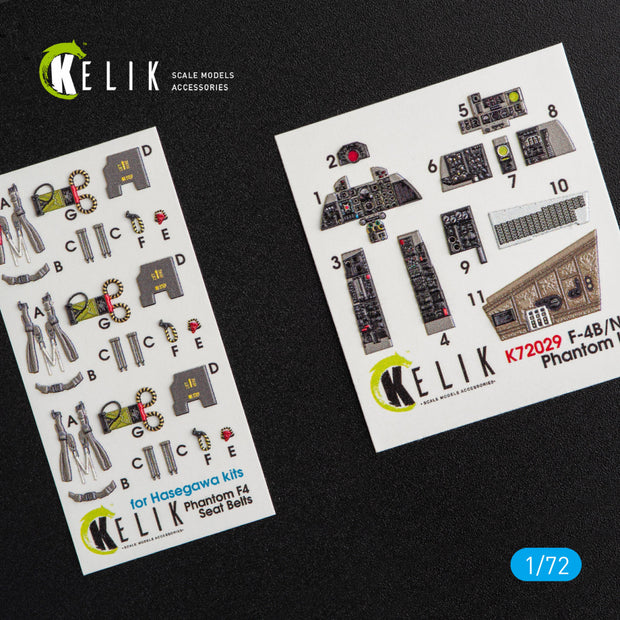 Interior 3D Decals Aircraft McDonnell Douglas F-4(B,N) Phantom II (for Hasegawa model kit) KeliK K72029 Scale 1:72 USA