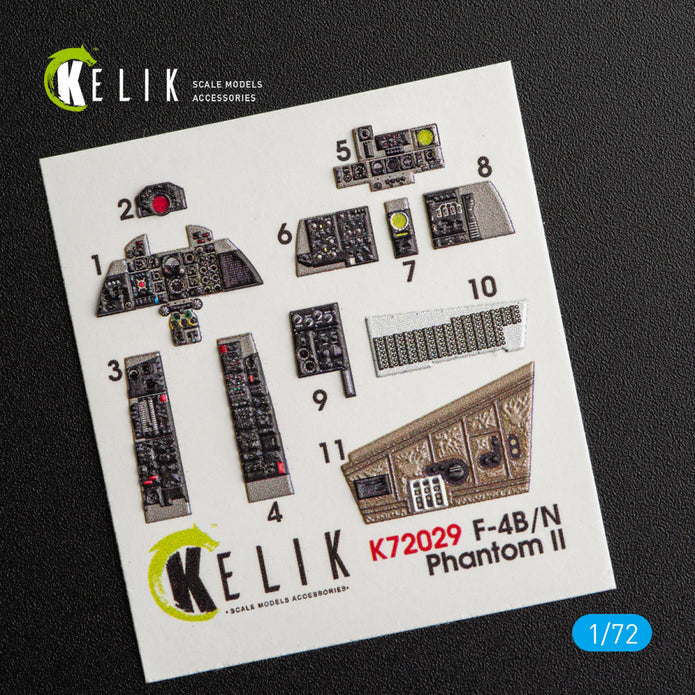 Interior 3D Decals Aircraft McDonnell Douglas F-4(B,N) Phantom II (for Hasegawa model kit) KeliK K72029 Scale 1:72 USA