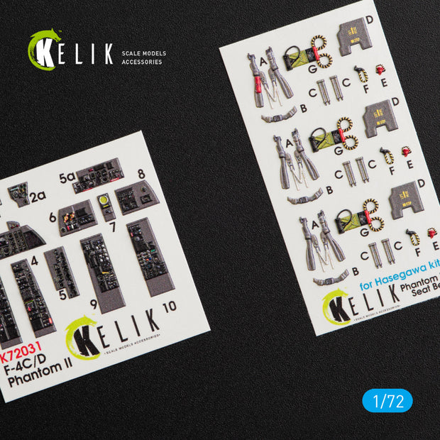 Interior 3D Decals Aircraft McDonnell Douglas F-4 (C,D) Phantom II (for Hasegawa model kit) KeliK K72031 Scale 1:72 USA