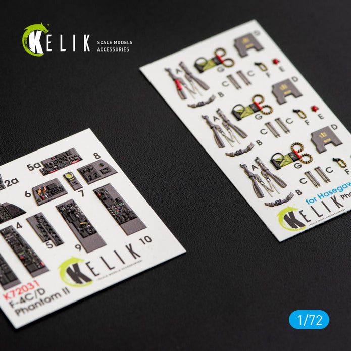 Interior 3D Decals Aircraft McDonnell Douglas F-4 (C,D) Phantom II (for Hasegawa model kit) KeliK K72031 Scale 1:72 USA