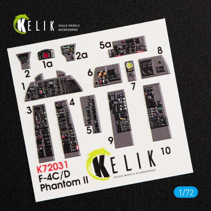 Interior 3D Decals Aircraft McDonnell Douglas F-4 (C,D) Phantom II (for Hasegawa model kit) KeliK K72031 Scale 1:72 USA