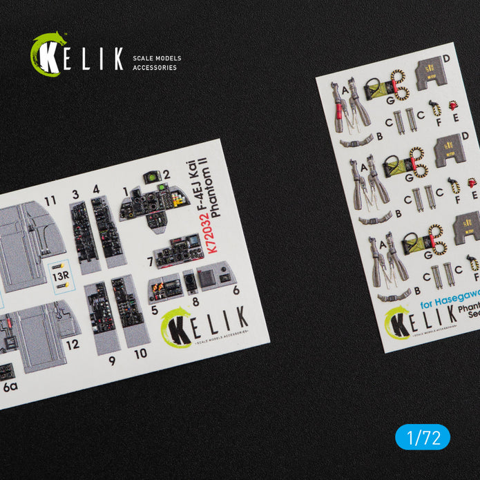 Interior 3D Decals Aircraft McDonnell Douglas F-4EJ Kai Phantom II (for Hasegawa model kit) KeliK K72032 Scale 1:72 Japan