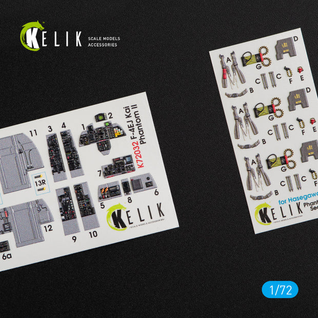 Interior 3D Decals Aircraft McDonnell Douglas F-4EJ Kai Phantom II (for Hasegawa model kit) KeliK K72032 Scale 1:72 Japan