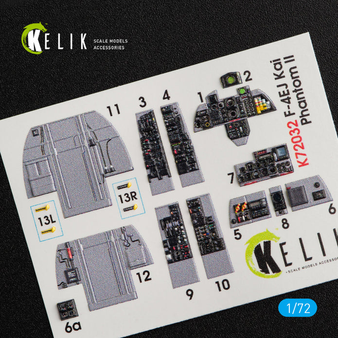 Interior 3D Decals Aircraft McDonnell Douglas F-4EJ Kai Phantom II (for Hasegawa model kit) KeliK K72032 Scale 1:72 Japan