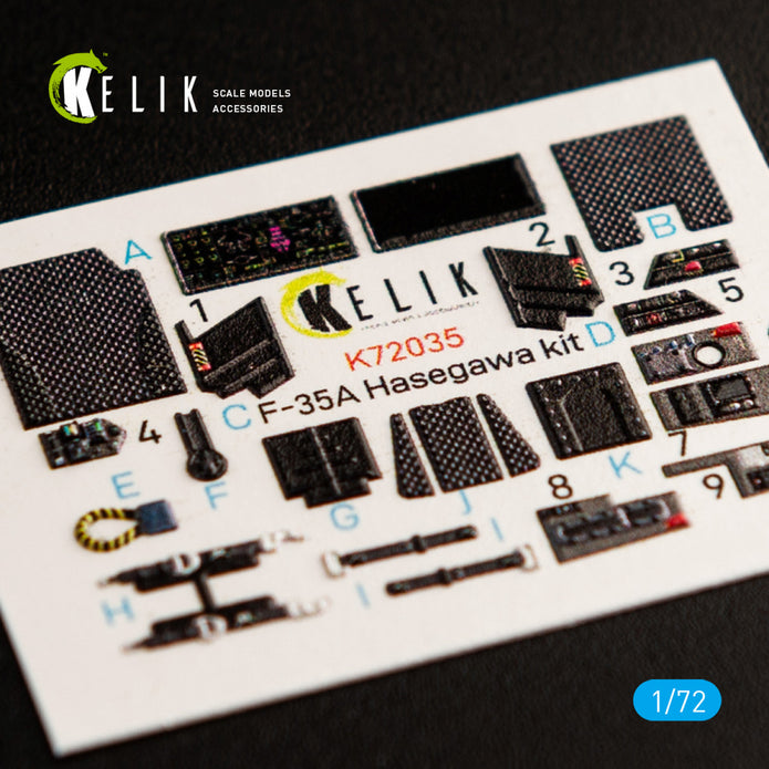Interior 3D Decals Aircraft F-35A (for Hasegawa Plastic model kit) KeliK K72035 Scale 1:72 USA
