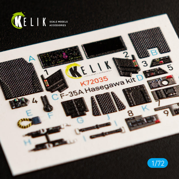 Interior 3D Decals Aircraft F-35A (for Hasegawa Plastic model kit) KeliK K72035 Scale 1:72 USA