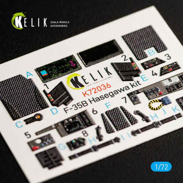Interior 3D Decals McDonnell Douglas F-35B (for Hasegawa model kit)KeliK K72036 Scale 1:72 USA
