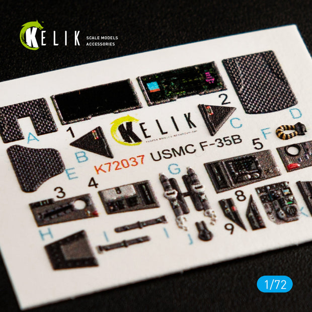 Interior 3D Decals McDonnell Douglas F-35B (for Academy model kit) KeliK K72037 Scale 1:72 USA
