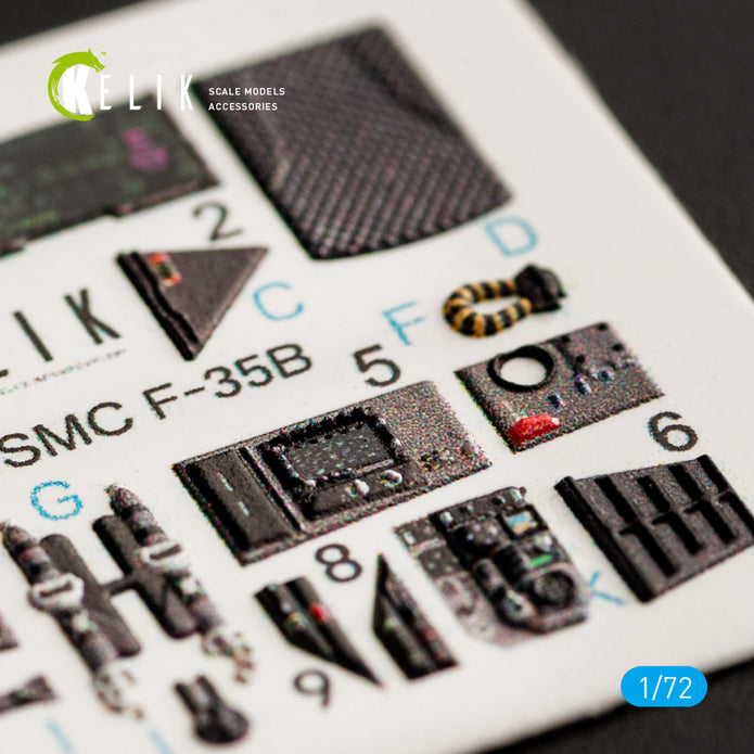 Interior 3D Decals McDonnell Douglas F-35B (for Academy model kit) KeliK K72037 Scale 1:72 USA