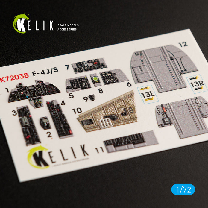 Interior 3D Decals Aircraft F-4J/S "Phantom II" (for Hasegawa model kit) KeliK K72038 Scale 1:72 USA
