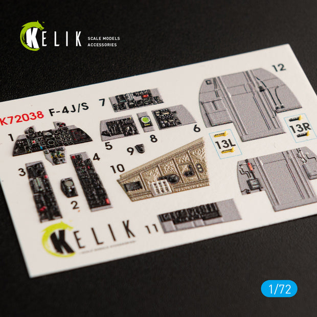 Interior 3D Decals Aircraft F-4J/S "Phantom II" (for Hasegawa model kit) KeliK K72038 Scale 1:72 USA