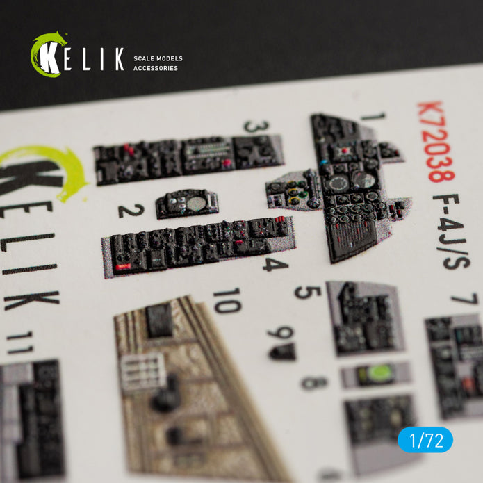 Interior 3D Decals Aircraft F-4J/S "Phantom II" (for Hasegawa model kit) KeliK K72038 Scale 1:72 USA