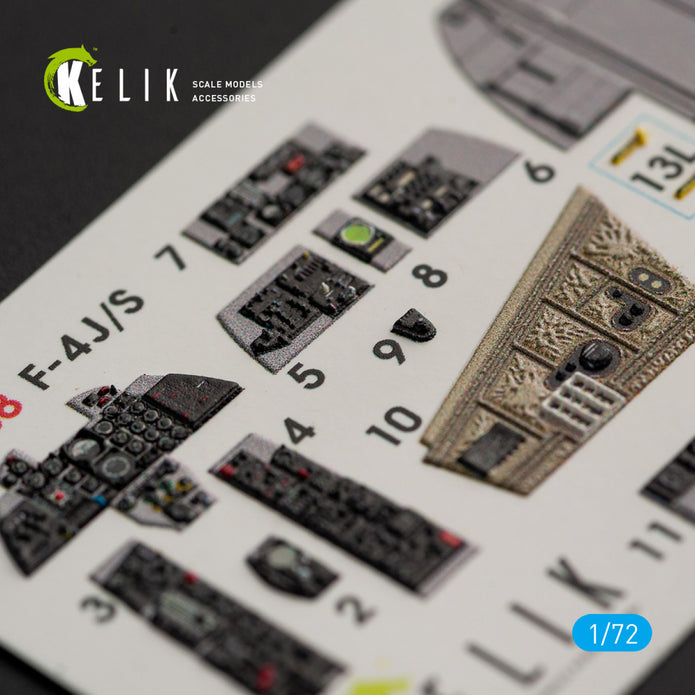 Interior 3D Decals Aircraft F-4J/S "Phantom II" (for Hasegawa model kit) KeliK K72038 Scale 1:72 USA
