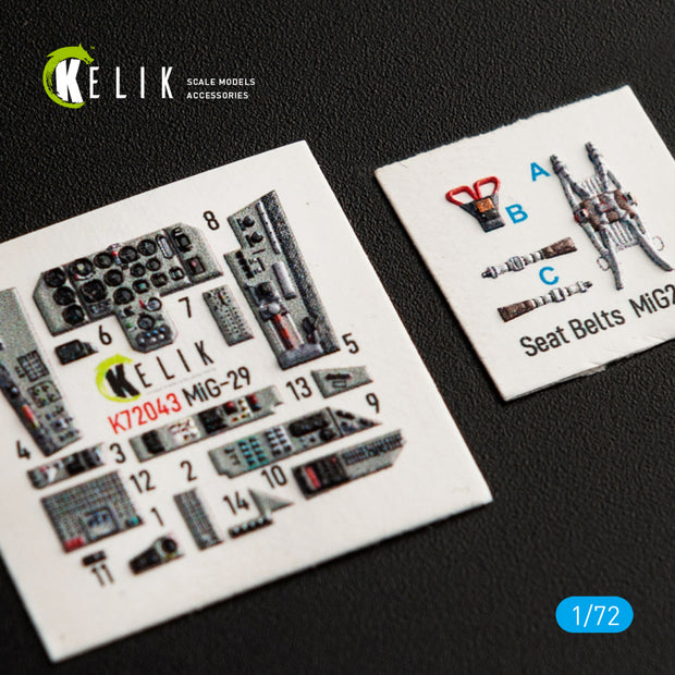 Interior 3D Decals MiG-29 Fulcrum-A 9-12 (for GWH model kit) KeliK K72043 Scale 1:72 Ukraine/USSR